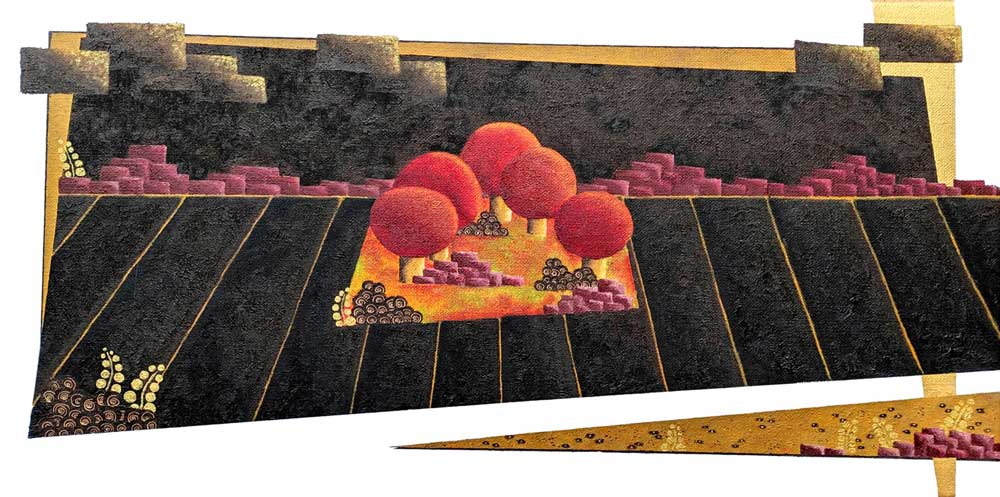 In the middle of a field...