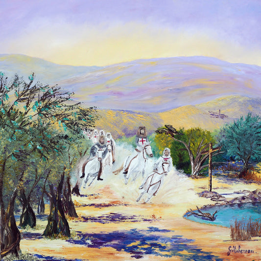 Templiers aux chevaux blancs - 100x100 cm