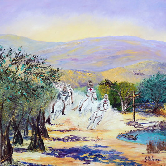 Templiers aux chevaux blancs - 100x100 cm