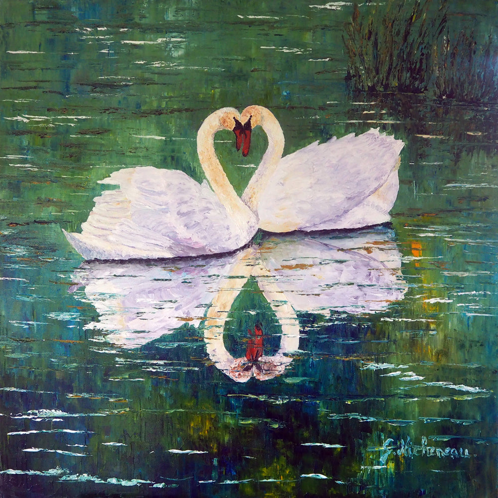 Cygne de l'amour - 70 x 70 cm